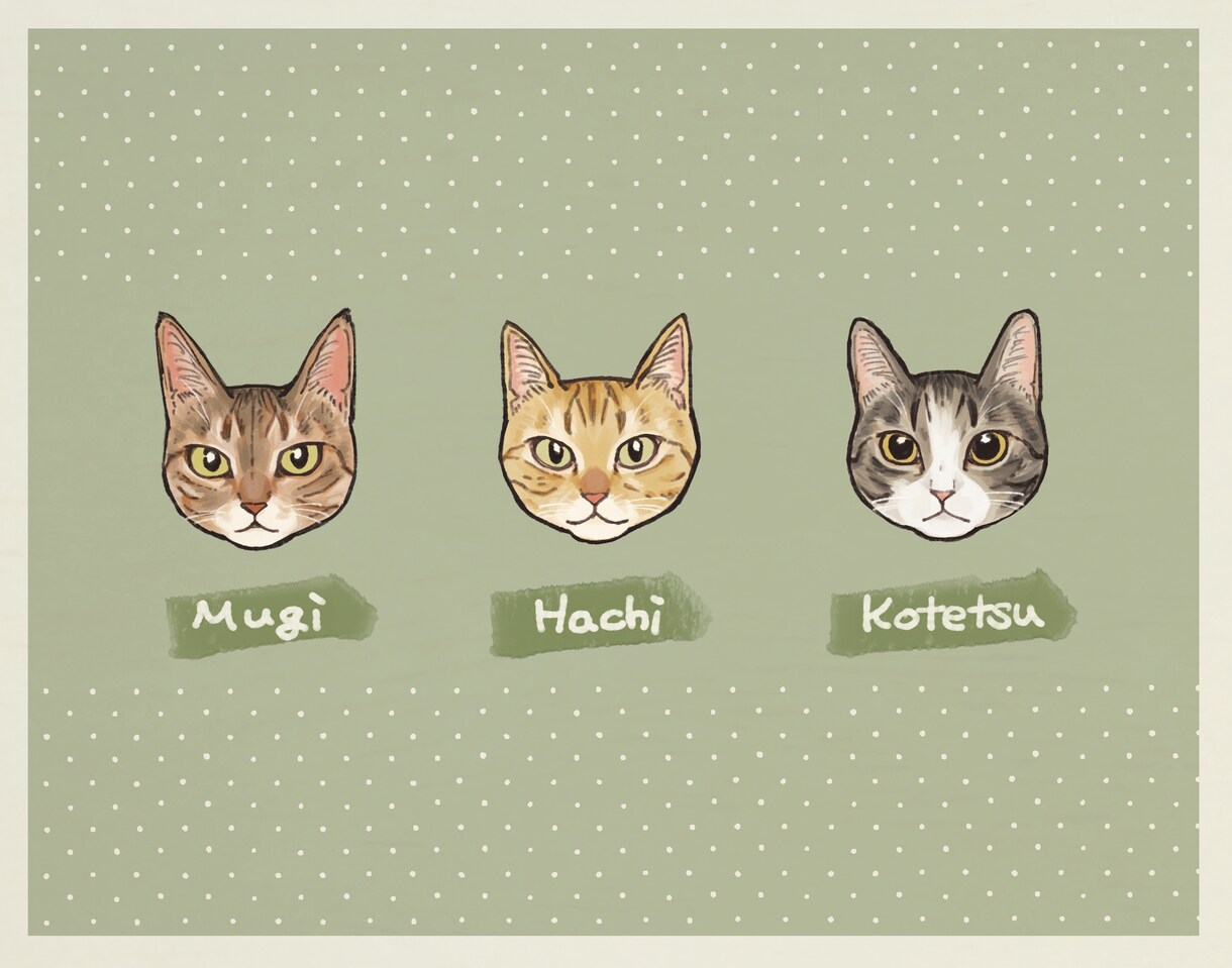 猫さんの似顔絵描きます リアル寄りの絵柄で猫さんの正面のお顔を描きます イメージ1