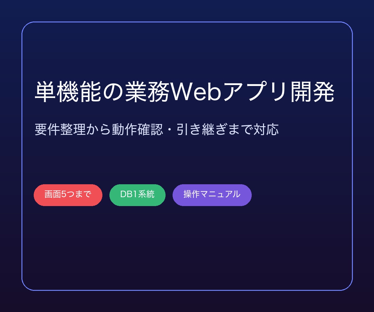 単機能の業務Webアプリを開発します 要件整理から、使い始められる業務用MVPまで一貫して形に イメージ1