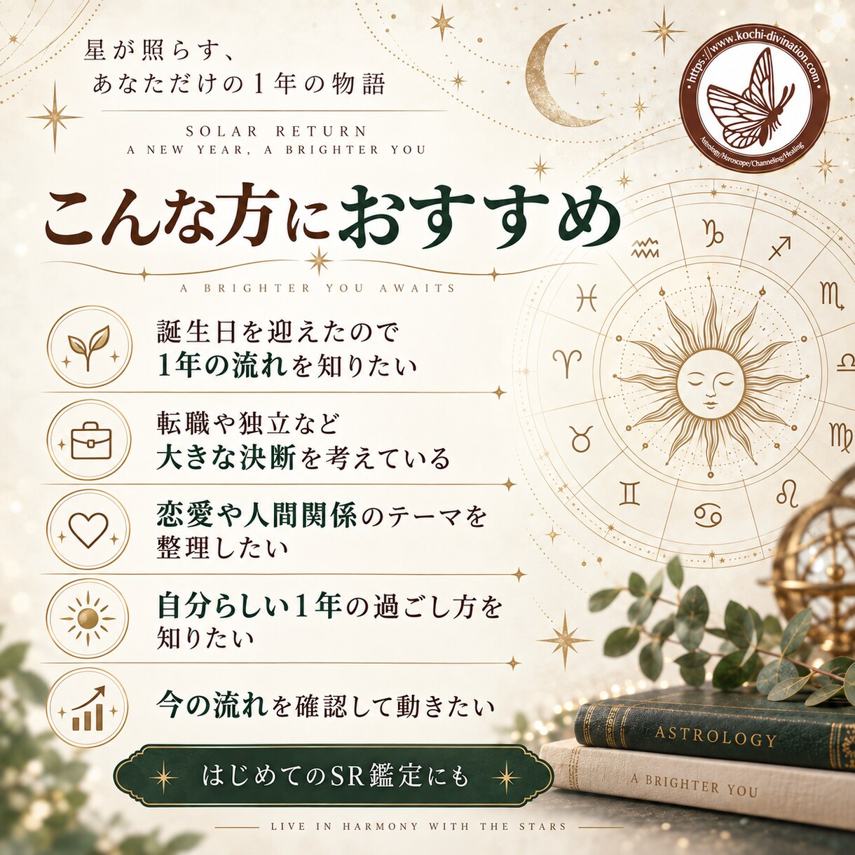 ソーラーリターン図で誕生日から1年を読み解きます テーマ・仕事・恋愛・転機を「1年の星図」から読み解きます イメージ5