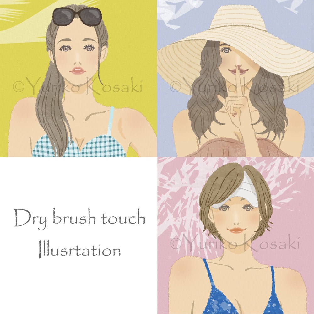 マット感のあるお洒落イラストを描きます ドライブラシタッチの大人可愛い女性アイコンを求めている方へ イメージ1