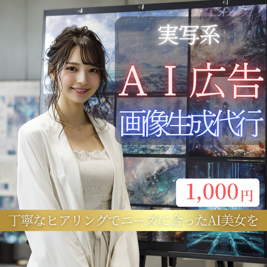事業用広告画像｜美女AI画像制作代行いたします SNS・YouTube広告で映える！キラキラ美女画像AI制作 イメージ1