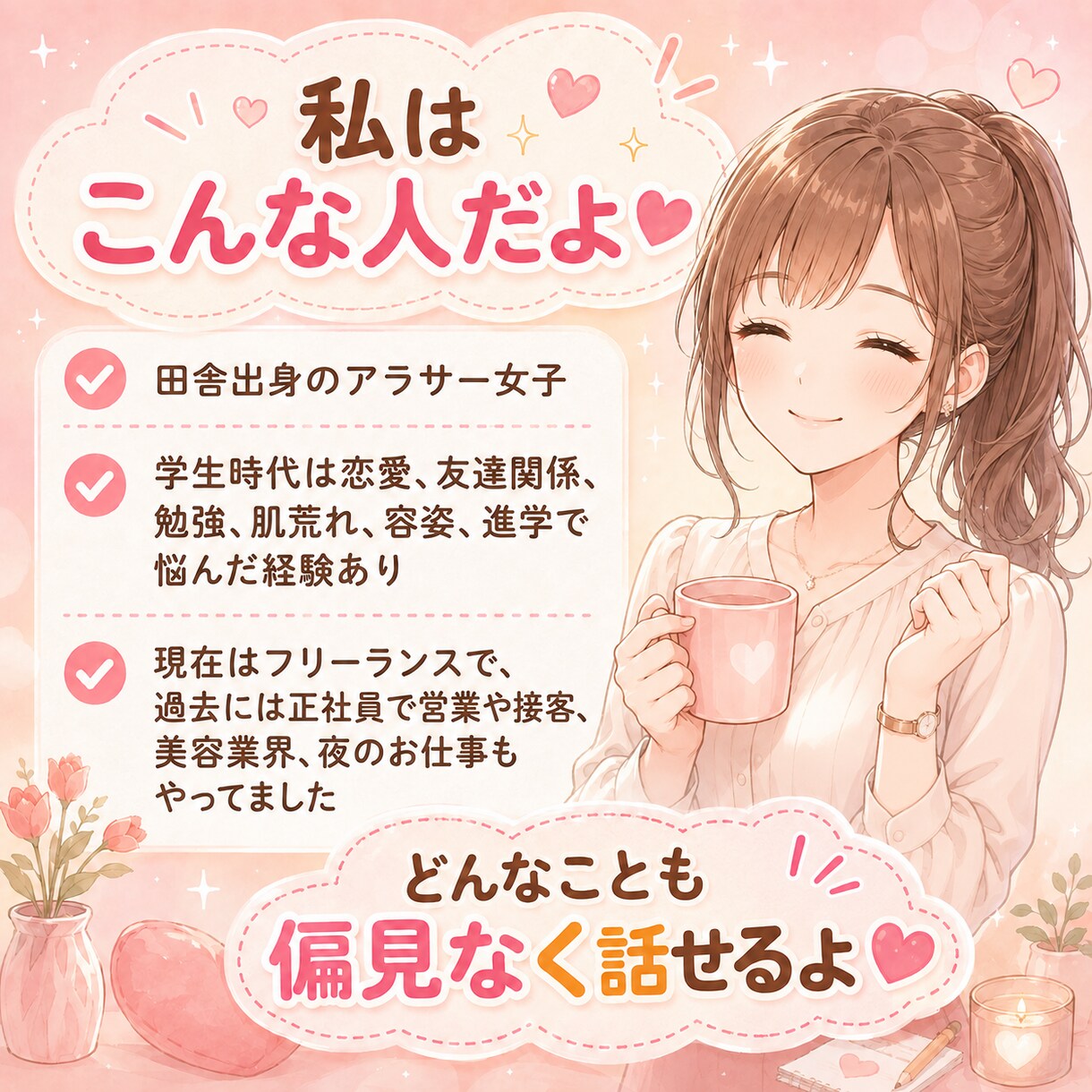 愚痴・恋愛・仕事・OK｜ちょっと聞いて！を聞きます とりあえず、その愚痴ここに置いていきませんか？ イメージ2
