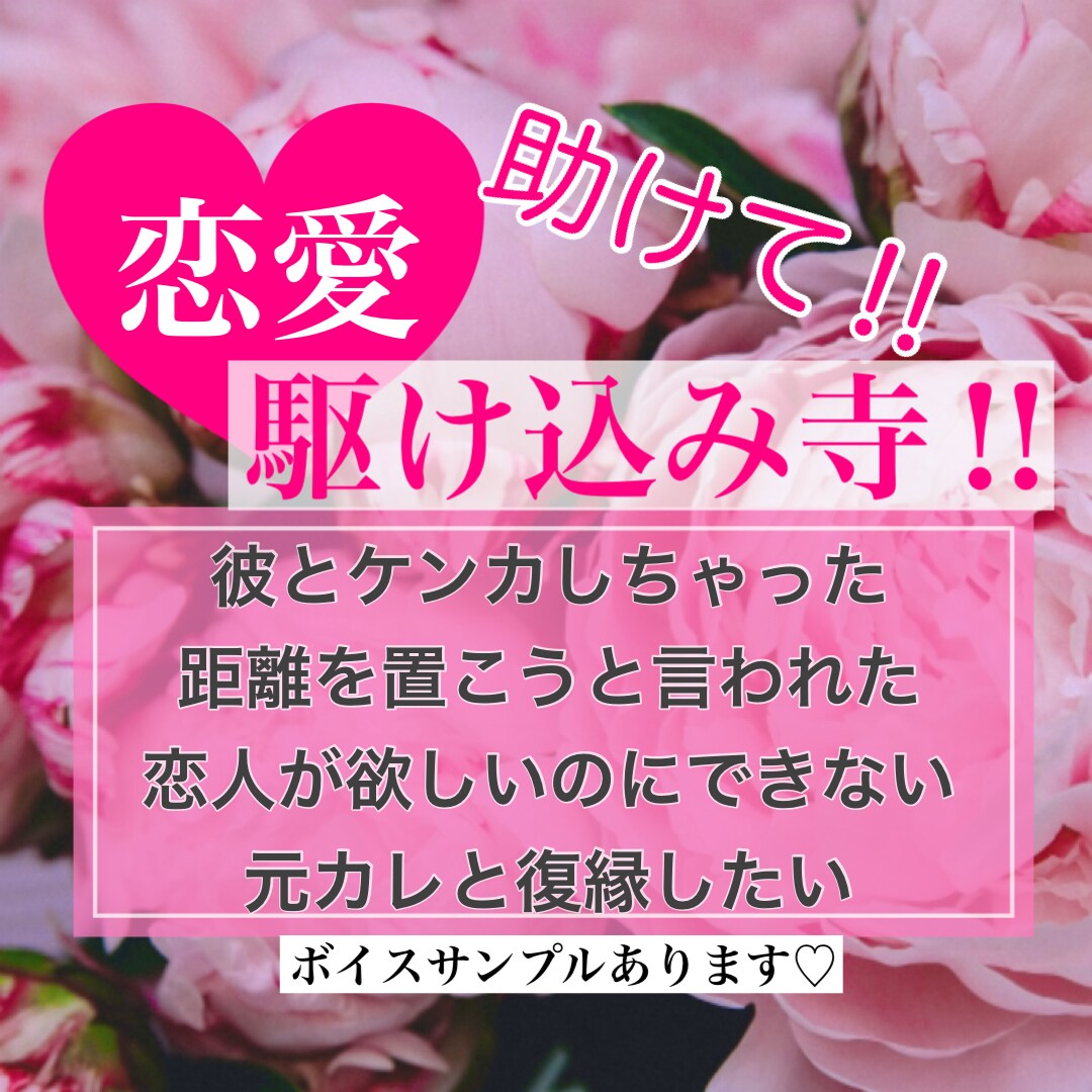 恋愛駆け込み寺❤️恋の悩みに寄り添います 彼とケンカしちゃった！復縁したい！恋人ができない！助けて！！ イメージ1