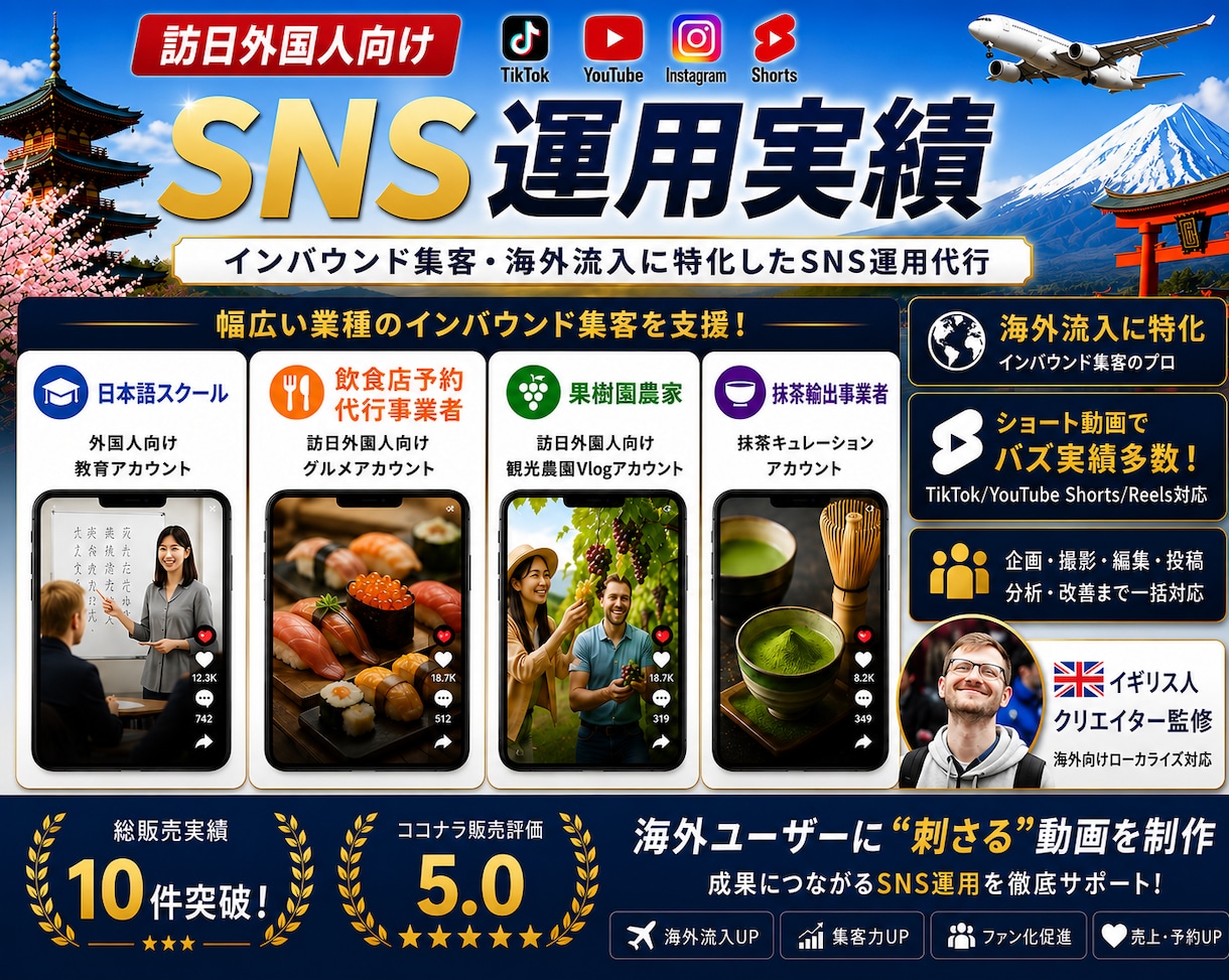 インバウンド集客｜外国人客を増やすSNS運用します 【海外フォロワー7万人】訪日外国人の来店を増やすSNS集客 イメージ9