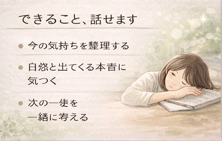 働く女性のモヤモヤ、仕事の悩みを丁寧に聴きます ✨感情と考え方を整理し本質から悩みを解決へ導きます✨ イメージ2