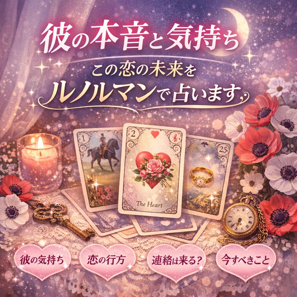 あの人の本音と2人の未来をルノルマンで占います 連絡が来ない・曖昧な関係・脈ありか分からない恋に。 イメージ1
