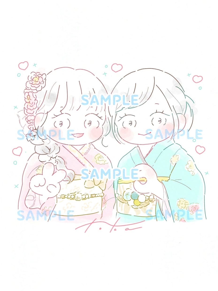 2-3人用♡お写真からゆるふわ似顔絵をお描きします 記念日のプレゼントや思い出作りにどうぞ♪ イメージ2