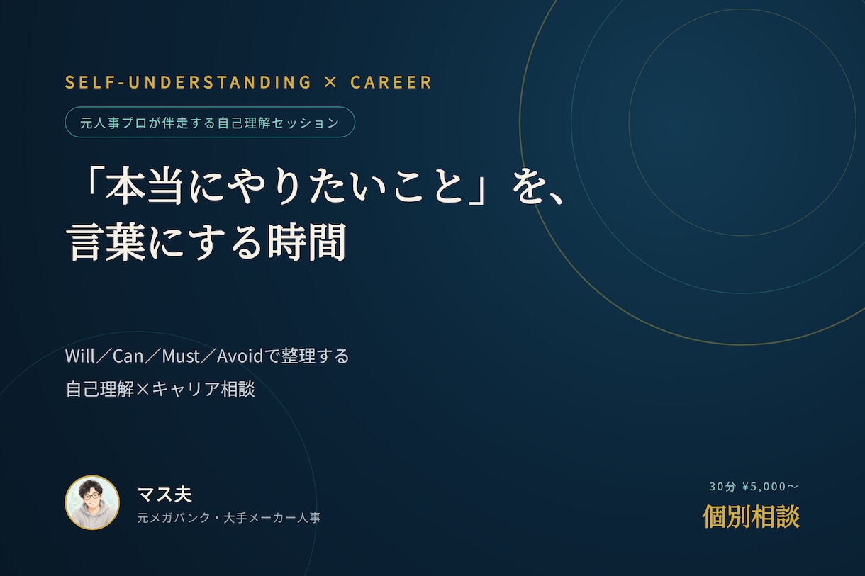 あなたの「本当にやりたいこと」を言語化します Will Can Must Avoidで整理する自己理解 イメージ1