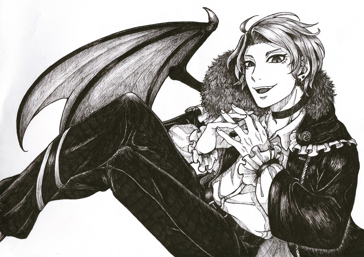 白黒のキャラクターイラストを描きます 線画での白黒イラストです。一風変わったイラストを！ イメージ1