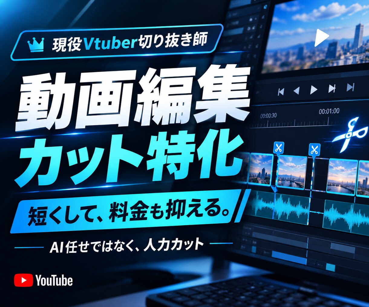 動画制作費用を節約！カット専門で受け付けます 素材を短くして動画制作費用を安く抑えませんか？ イメージ1