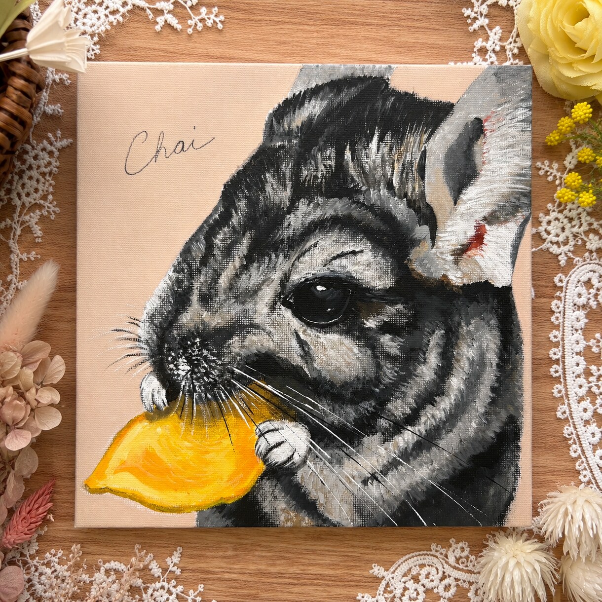 お写真からペットの似顔絵を描きます アクリル絵の具で大切な家族を温かく描きます。 イメージ4