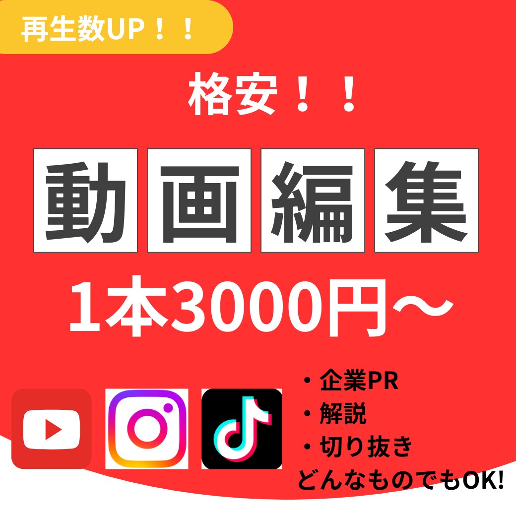 SNSショート動画作成承ります 動画編集3000〜イメージに合った編集をいたします！ イメージ1
