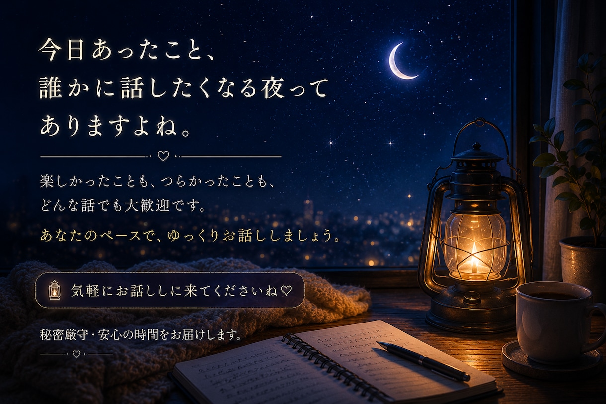 何となく誰かと話したい夜にゆっくりお話聞きます 悩みも雑談も、ゆっくりお聴きします イメージ10