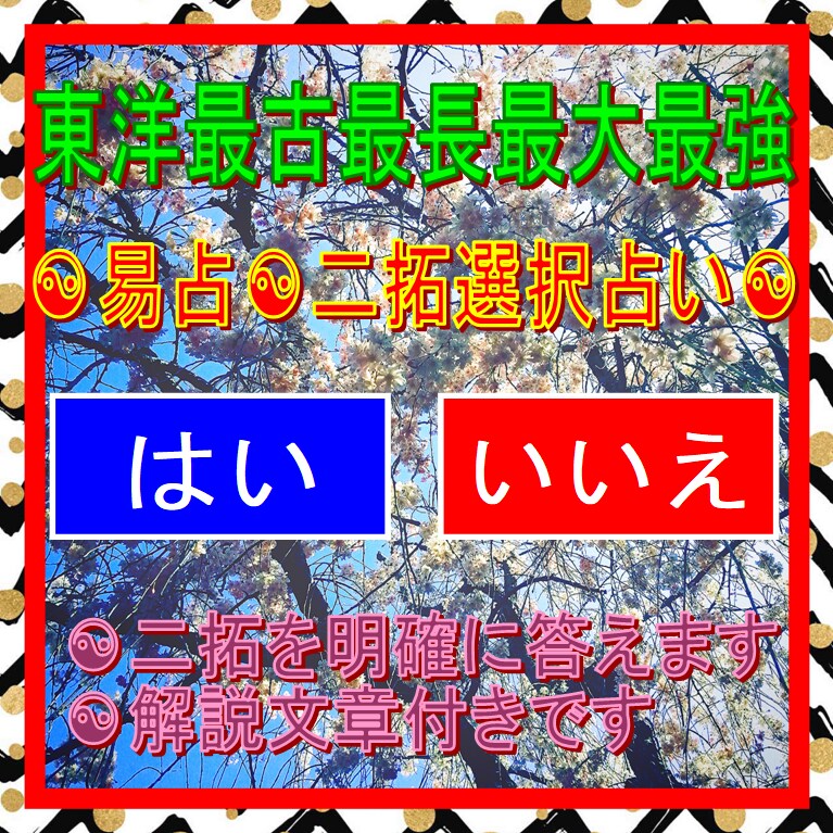 あなたのお悩みに「はい」「いいえ」で明確に答えます ☯二拓選択易占☯東洋最古最長最大最強が全身全霊全力尽力です☯ イメージ1