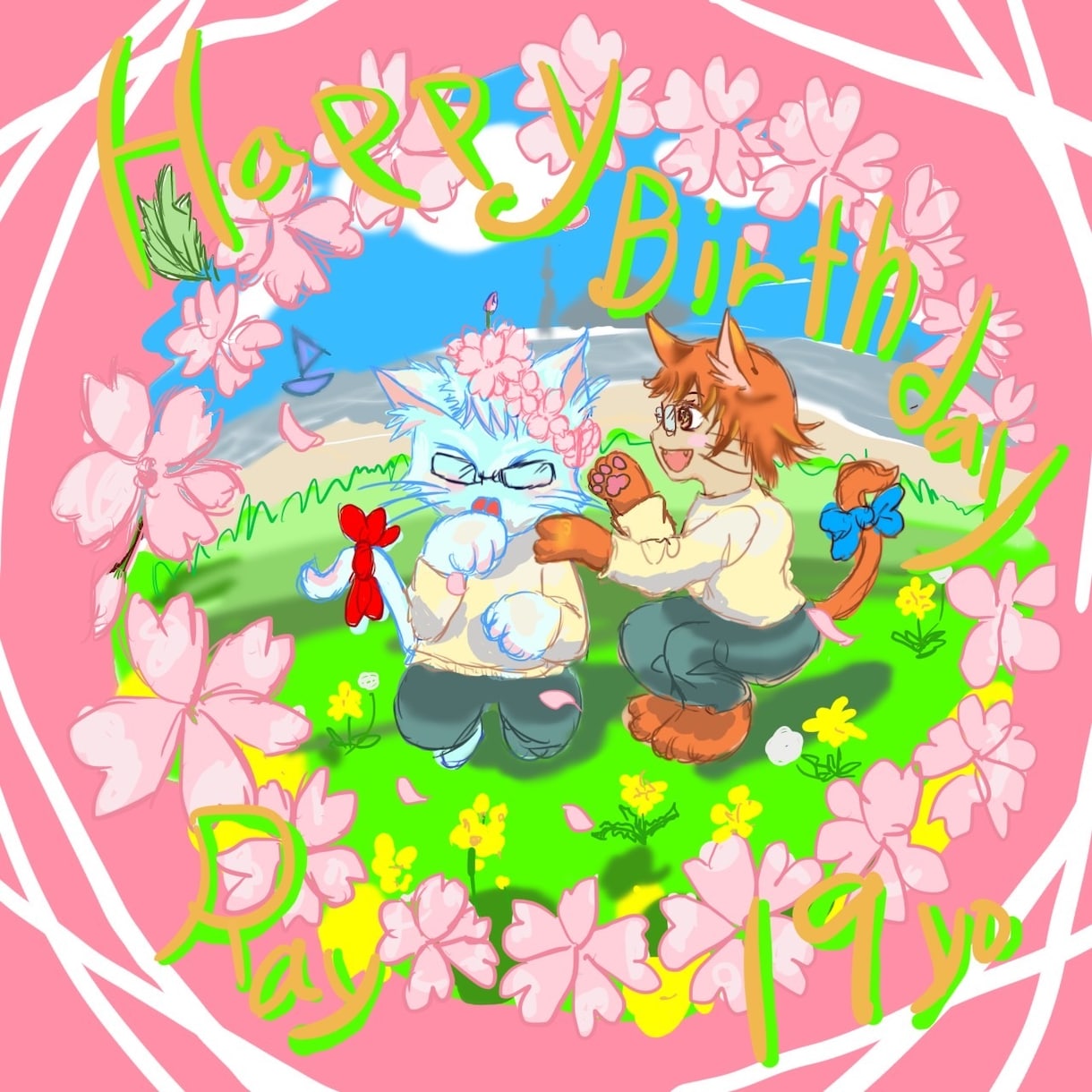 猫化したキャラクターでお誕生日記念イラスト描きます 写真のイメージから可愛い猫キャラでイラスト描きます イメージ1