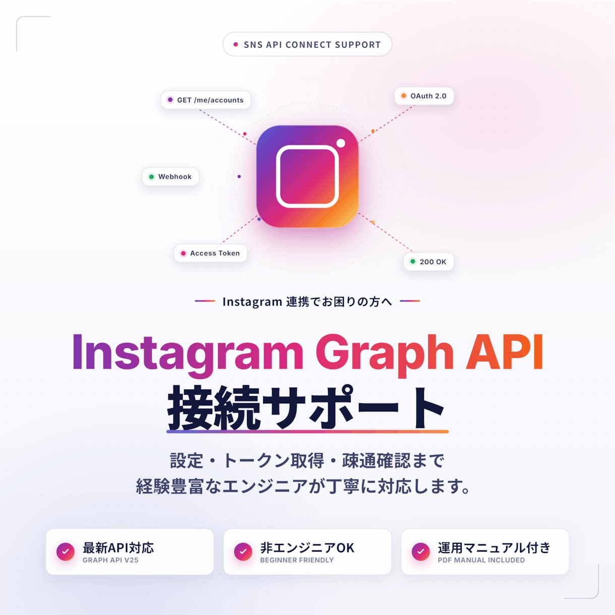 Instagram API接続を完全サポートします Meta連携・トークン取得・疎通確認まで丁寧に対応します イメージ1