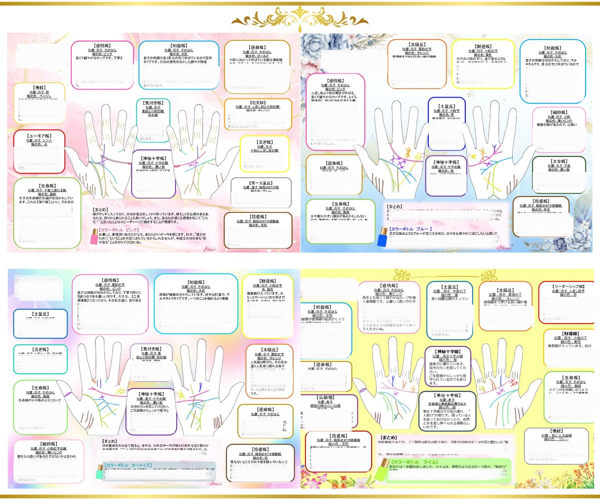 あなただけのオリジナル手相鑑定書を作成します ボリューム満点！デザインは唯一無二！記念に残ります。 イメージ4