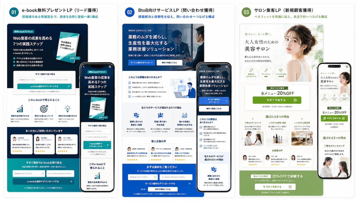ココナラ最安値｜売れるLPを制作します 申込み導線を意識したLPに整えます イメージ2