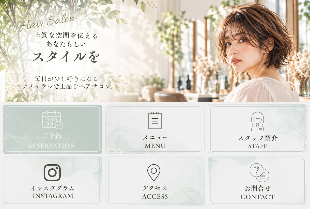 女性向けLINEリッチメニュー制作します 女性向けのやさしく分かりやすいデザインをご提案します イメージ1