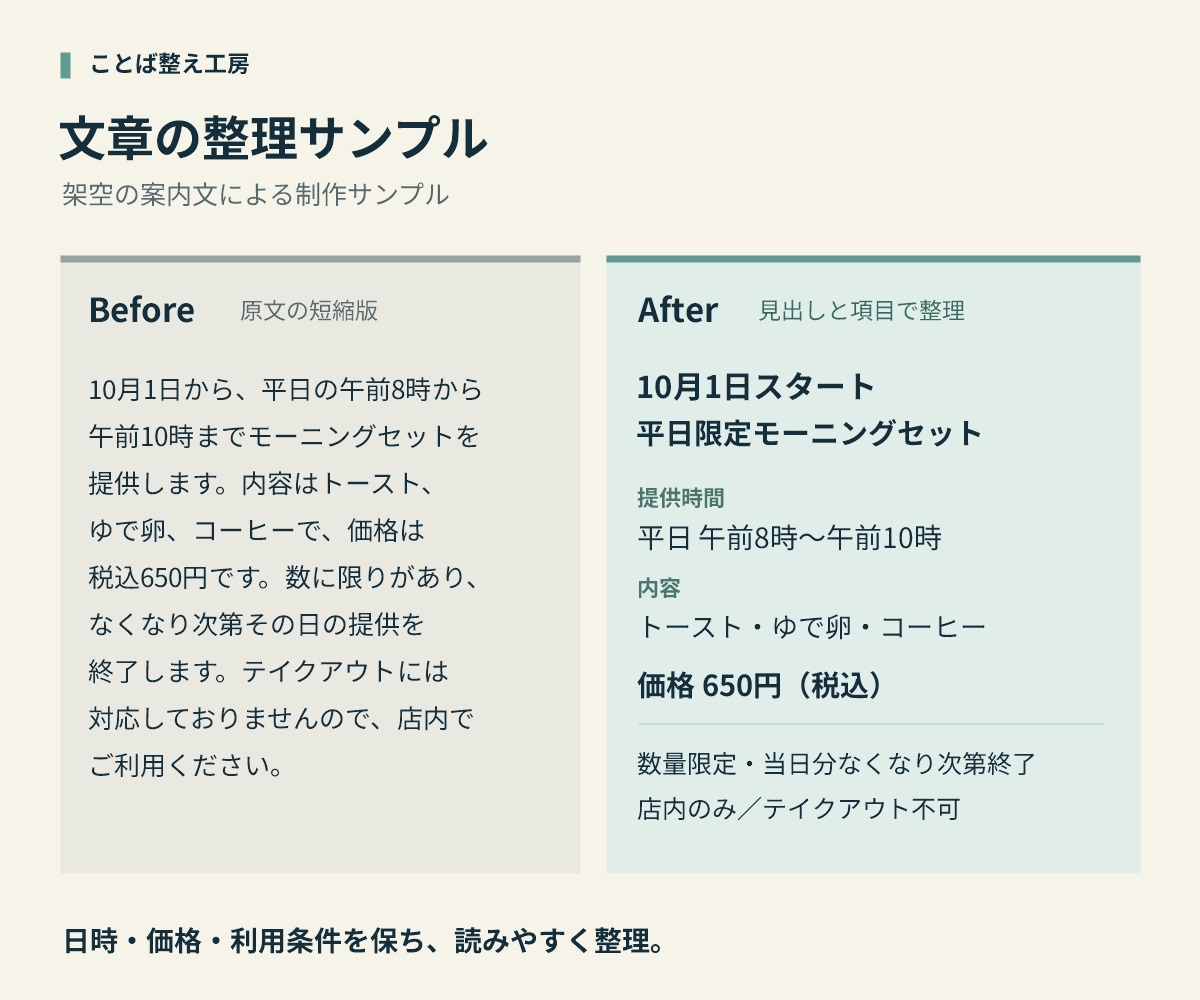 AIで日本語の原稿を読みやすく整えます 原文の意図を大切に、修正文と修正理由をお届け イメージ2