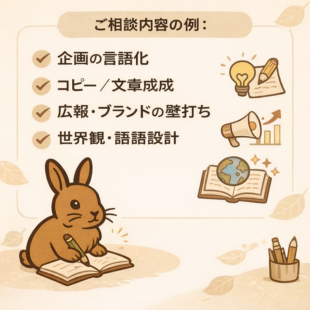 言葉とデザインで想いを伝える企画を支援します 想い・背景・価値を整理し、伝わる形にします イメージ2