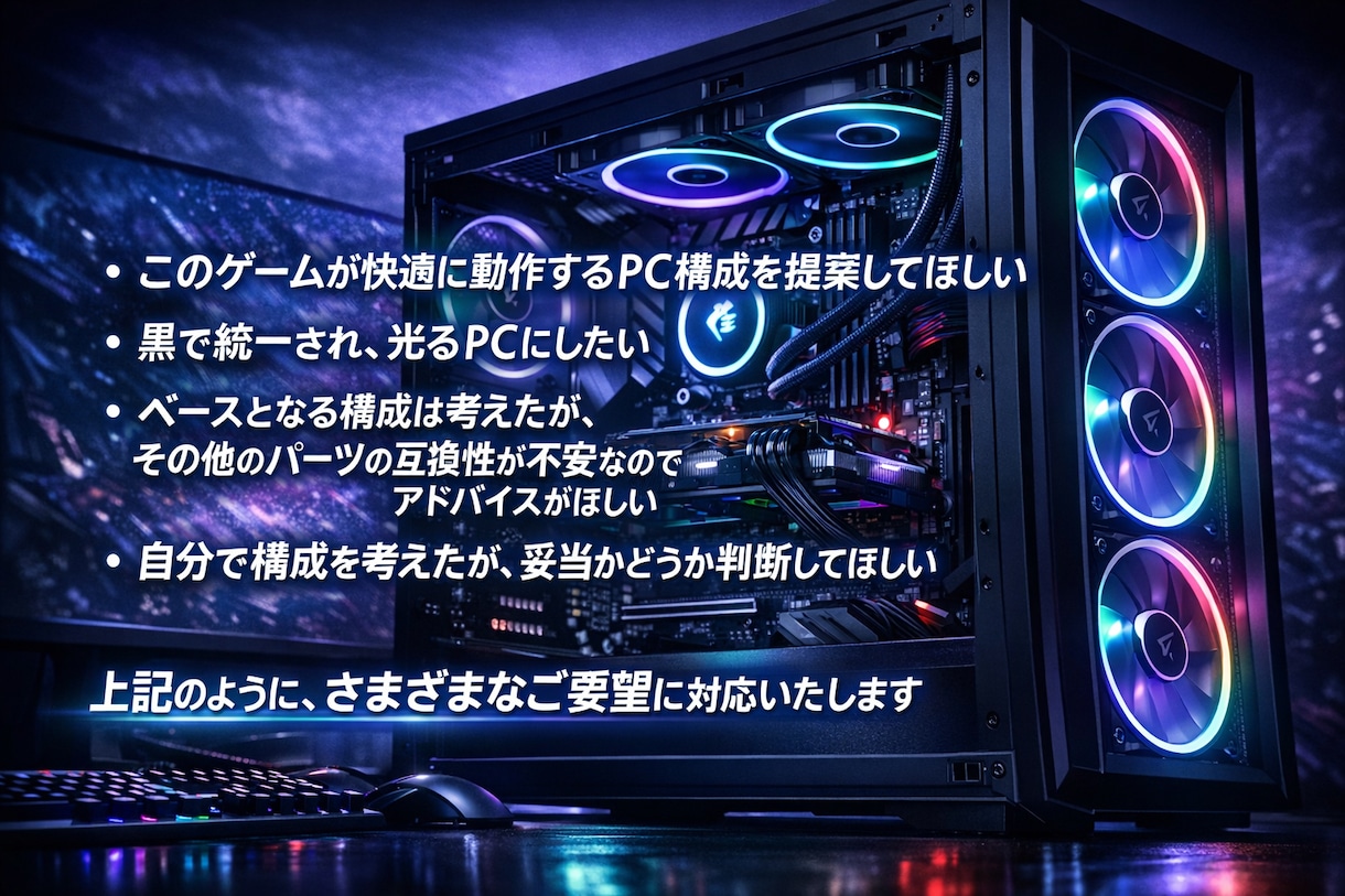 初心者向けゲーミングPC構成考えます PC初心者に向けた用途・予算に合わせ最適構成を提案 イメージ2