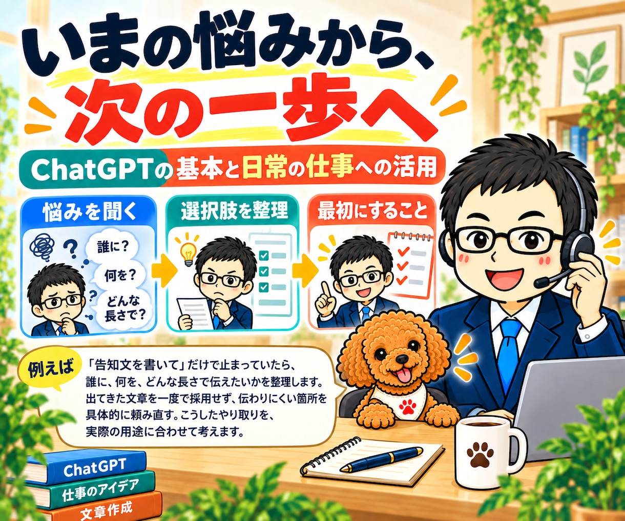 ChatGPTの使い方を電話でやさしく教えます 初心者歓迎|質問の仕方・文章作成・仕事の時短を一緒に整理 イメージ4