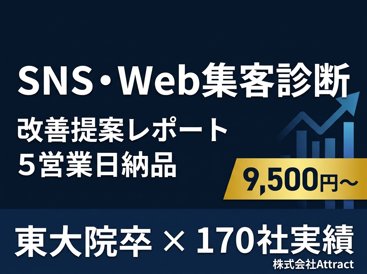 Webマーケ戦略 スポット診断レポート作成します 東大院卒×170社実績｜改善点を即日特定 イメージ1