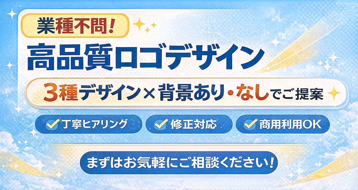 業種不問！背景あり・なし各3案のロゴ作成します 3つのデザインを、背景あり・なしでご提案します イメージ1