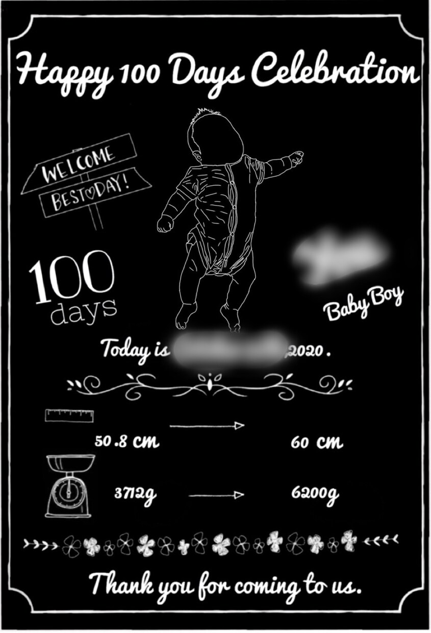 線画バースデーボード作ります 誕生日のお祝いに、線画イラストと成長の証を記録します。 イメージ7