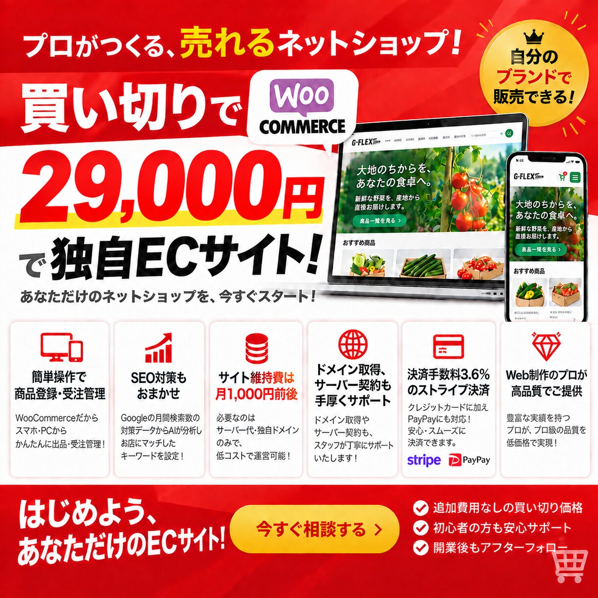 WooCommerceで独自ECサイト製作します 月間検索AIデータ分析SEO・無料1ヶ月サポート付き イメージ1
