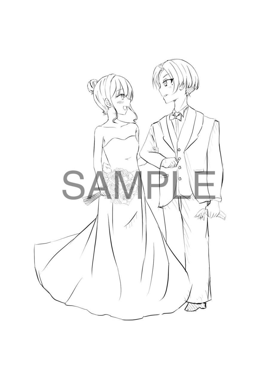 アニメ、ギャルゲー風の結婚式イラストを作成します 他ではないタイプのウェディングイラストを求めている方はどうぞ イメージ3