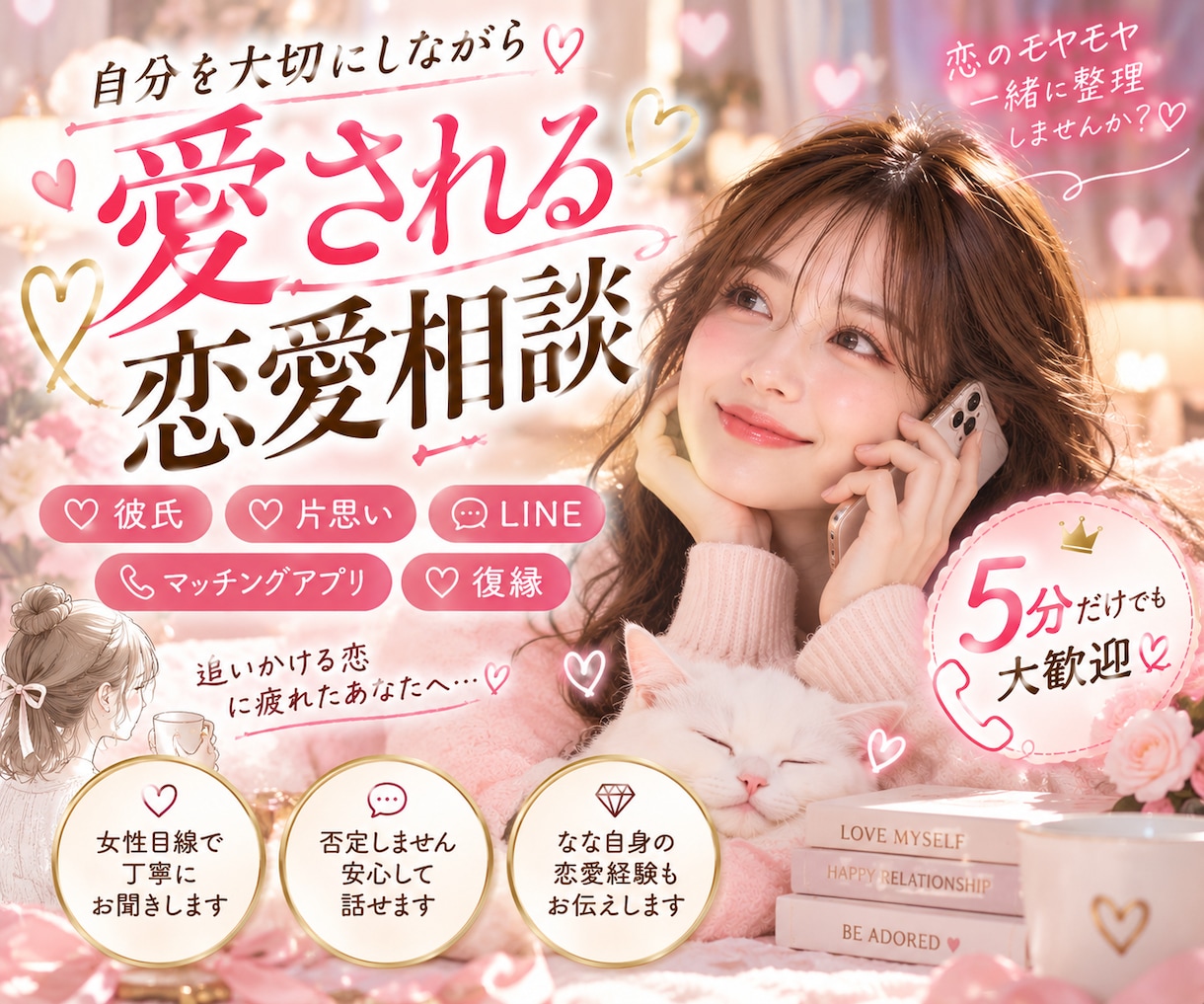 追いかける恋に疲れたあなたの恋愛相談聞きます 愛される恋愛がしたいあなたへ♡どんな小さなモヤモヤも聞きます イメージ2