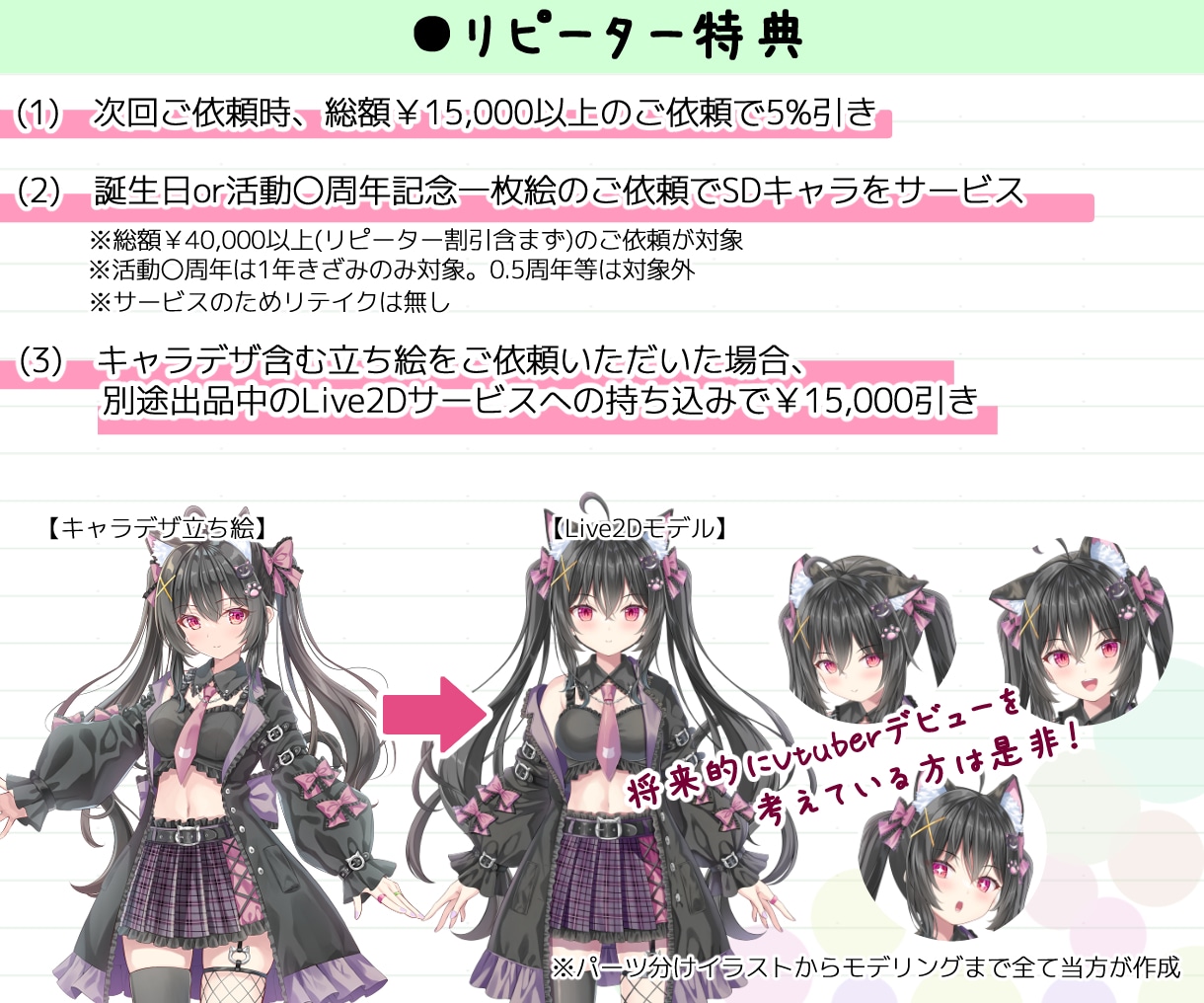 綺麗可愛い！目を引く色鮮やかなイラスト作成します 商用OK◎Vtuber｜キャラデザ｜MV｜生誕記念｜グッズ等 イメージ7