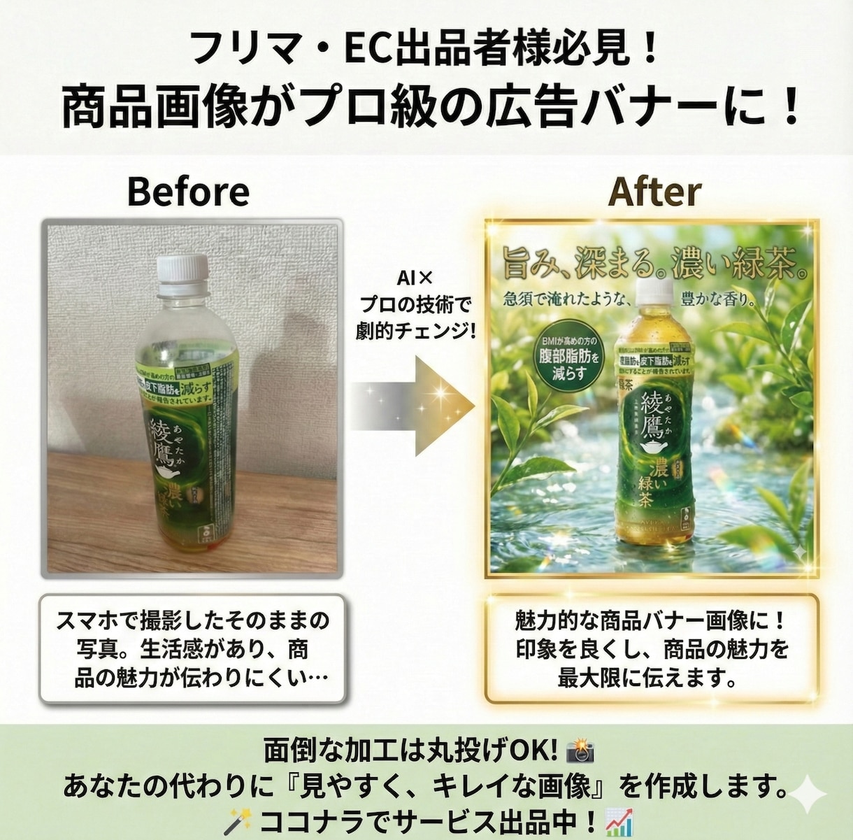 フリマ・EC向けに商品画像やバナーを整えます スマホ写真を見やすく、印象よく仕上げます イメージ3