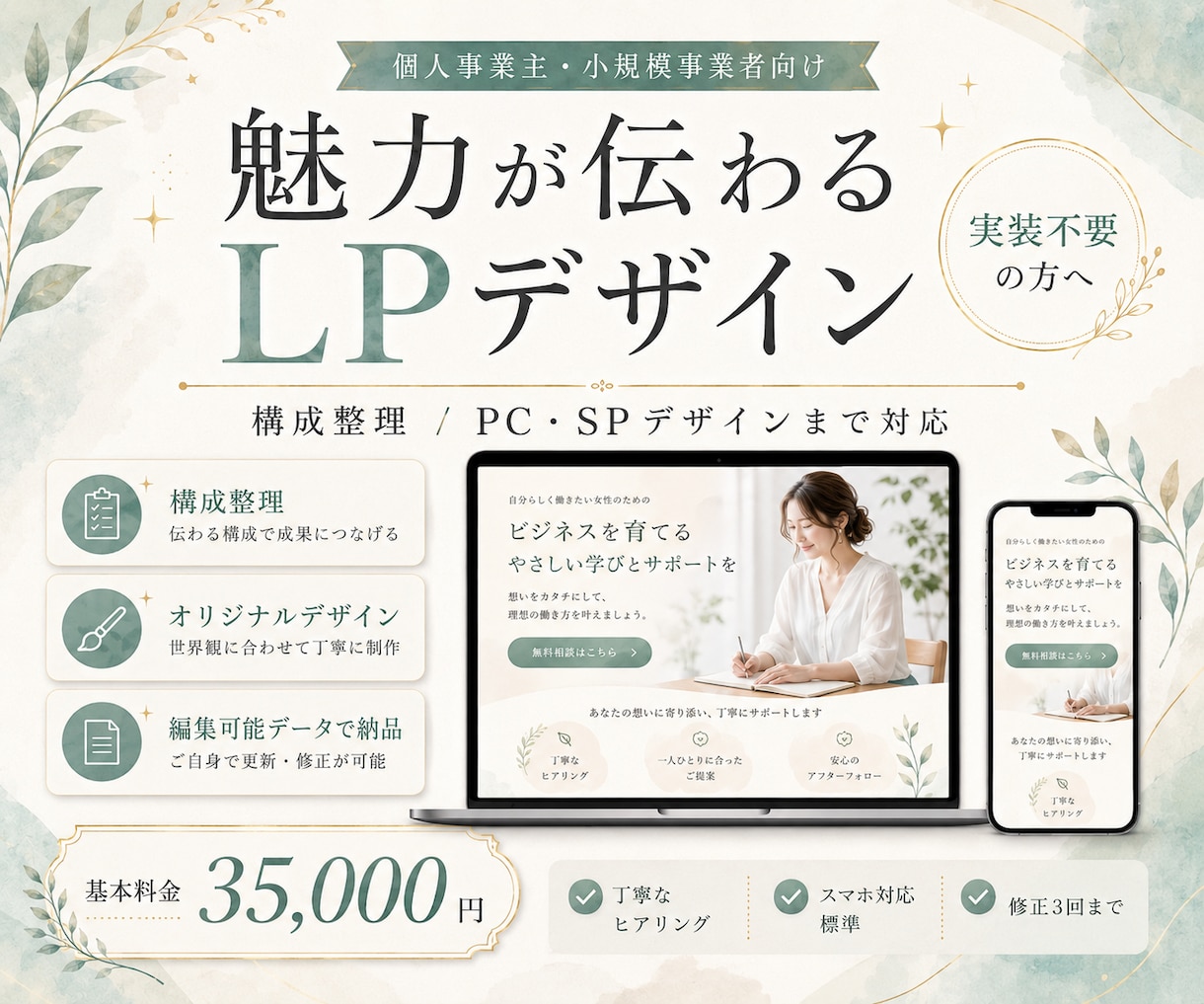 魅力が伝わるLPデザインを制作します 構成整理からPC・SPデザインまで対応 イメージ1