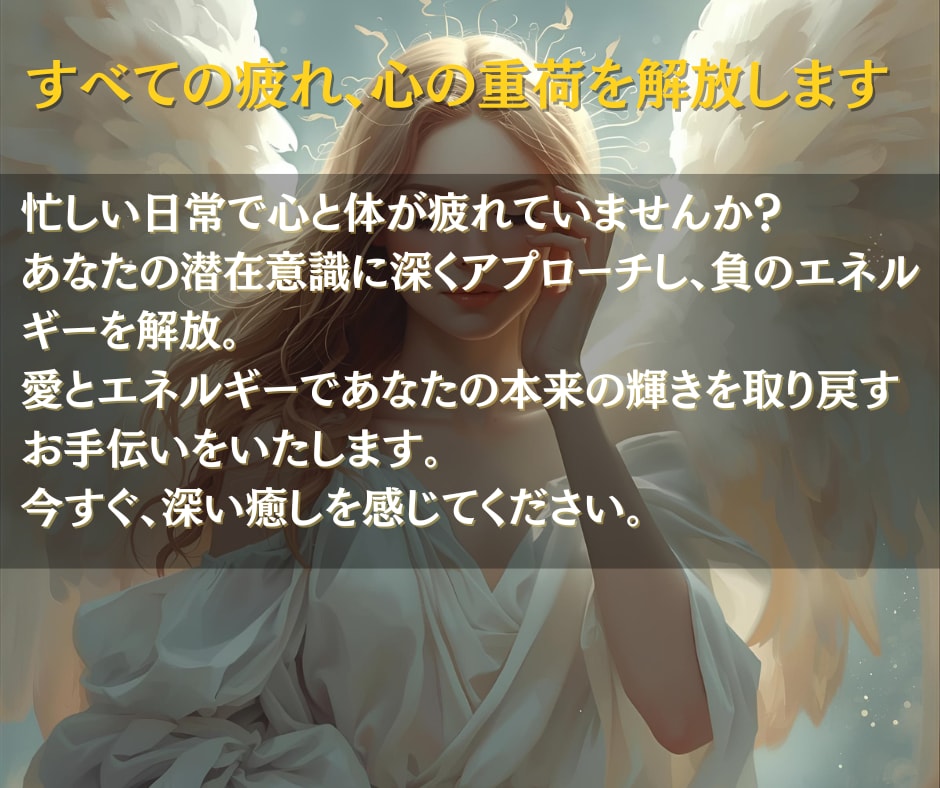 愛とヒーリングで心身の疲れと潜在意識を癒します 潜在意識の深層から癒しを届け、心身を本来の輝きに導きます イメージ3