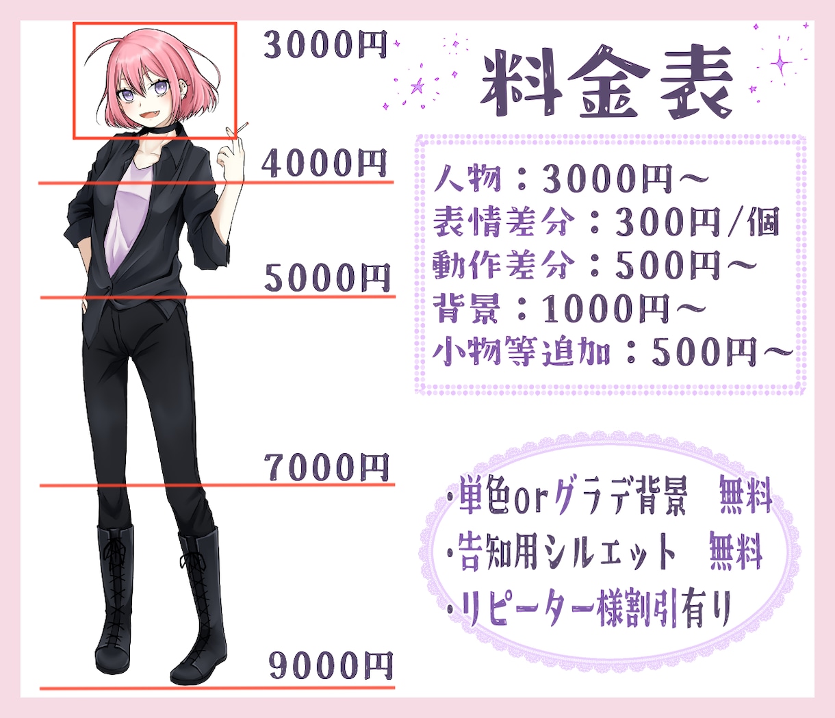 歌ってみたやMV・配信サムネイル&立ち絵描きます ラフの修正無制限！イラストのシルエット無料でお付けします！ イメージ3