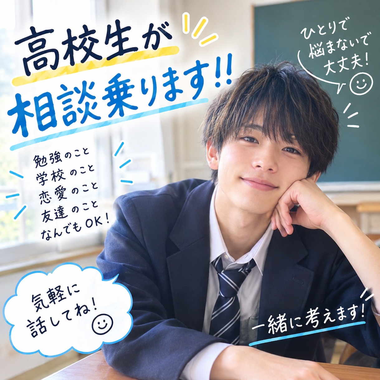 年齢不詳なんでも相談乗ります 男子高校生が相談に乗ります‼️なんでもお話しください。 イメージ1