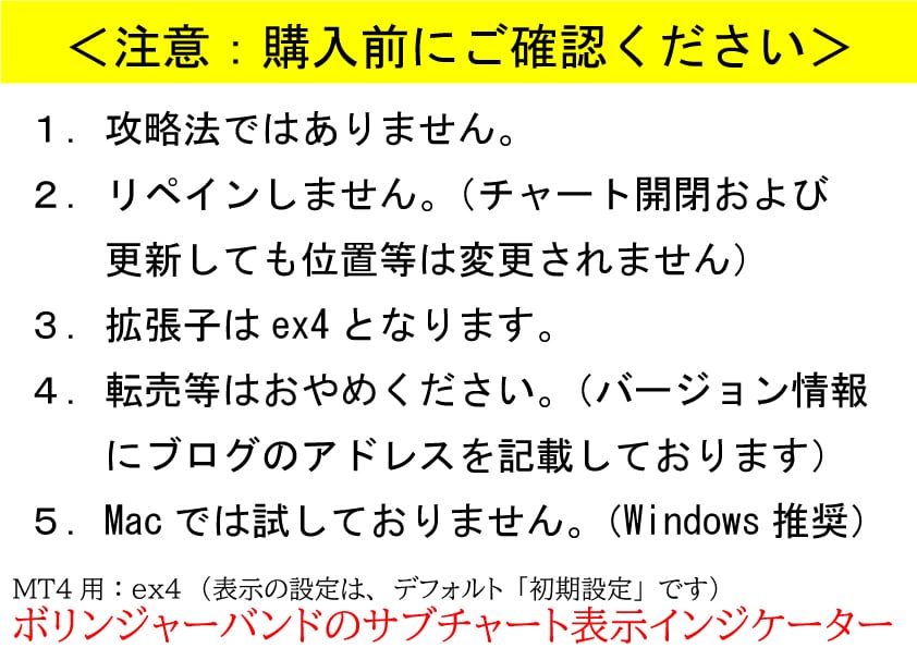 MT4用ボリバンをサブチャートに表示します MT4のメインチャートを見やすくしませんか！？ イメージ4