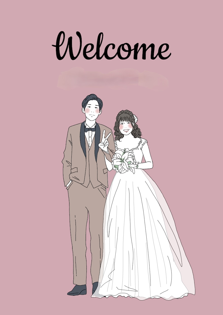 シンプルでおしゃれな似顔絵作成します 結婚式を華やかに♪お二人の写真を元にデザインします イメージ9