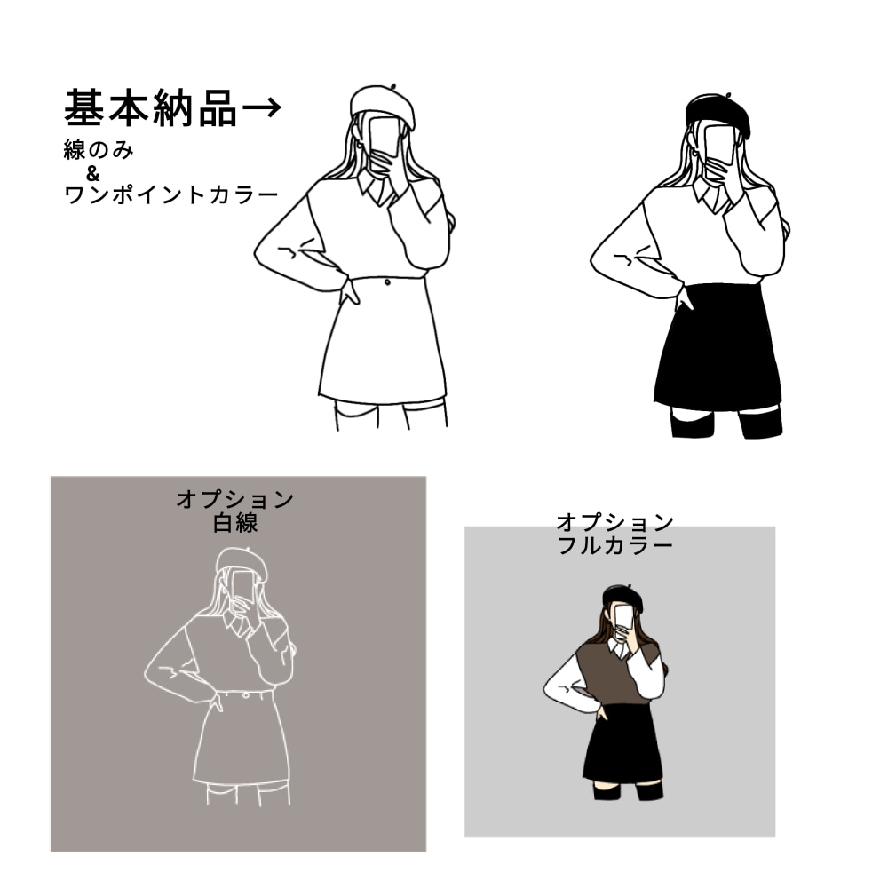 SNSで注目！お写真からシンプルな線画かきます 最短即日納品！線画イラスト2枚納品！ イメージ2