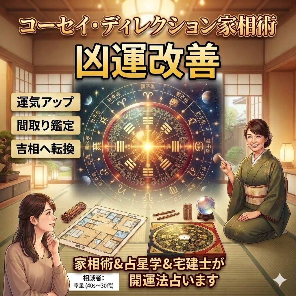 家相術＆占星学＆宅建士が風水的開運法占います コーセイ・ディレクション家相術による凶運改善 イメージ1