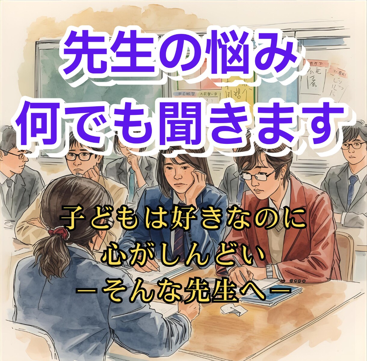 学校の先生の悩み、どんなことでも聞きます 「子どもは好きなのに、心がしんどい」─そんな先生へ。 イメージ1