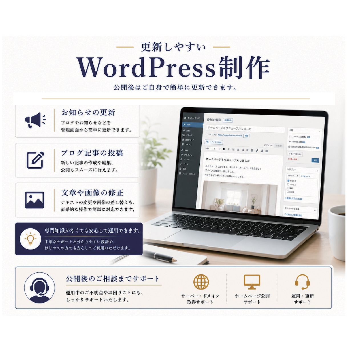 ワードプレスで企業・店舗のホームページを制作します 5ページ・スマホ対応・基本SEO・公開まで丁寧にサポート イメージ9