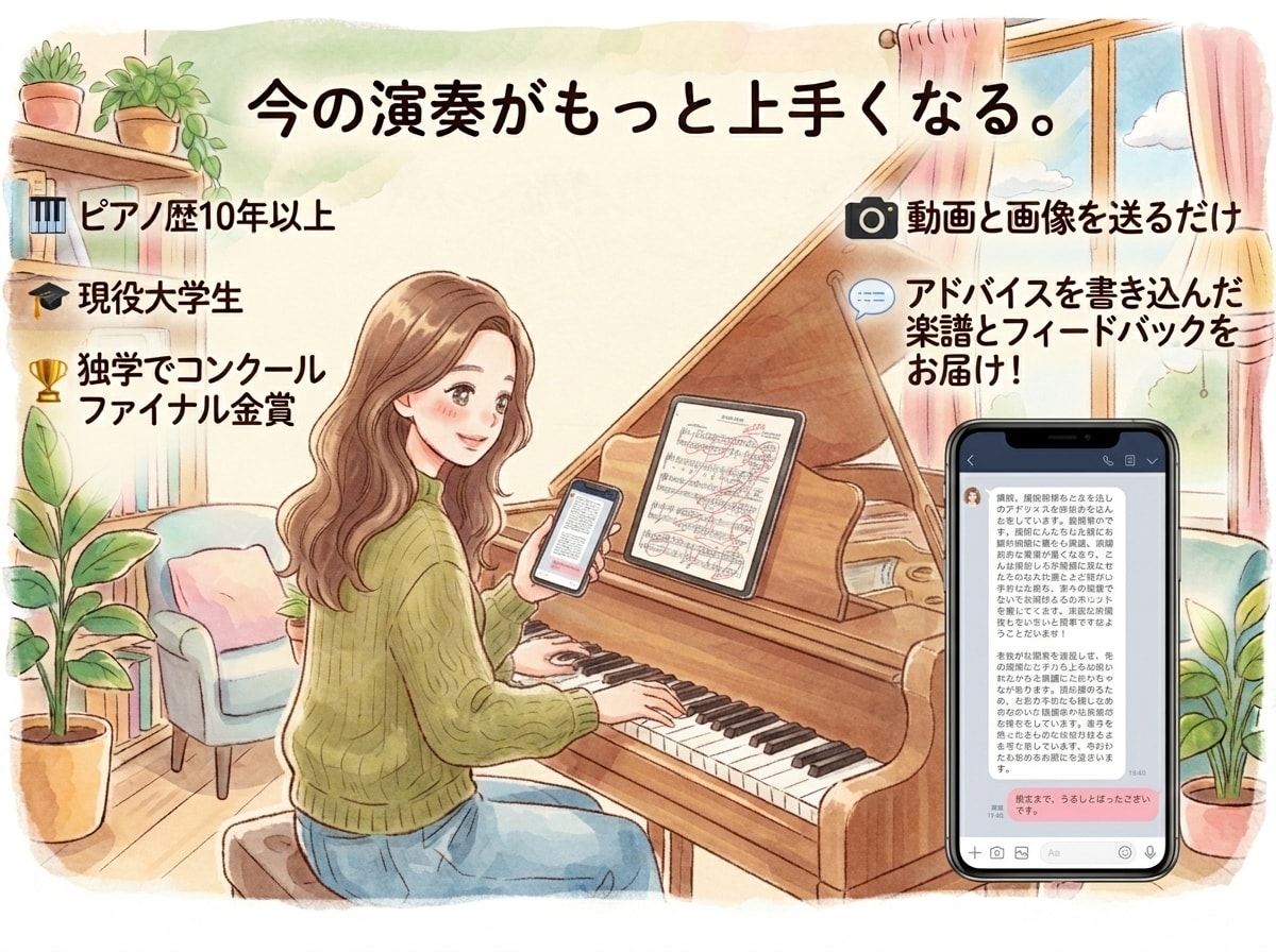 初心者〜中級者限定！ピアノ動画添削します 楽譜書き込み付/今よりピアノが上手く聴こえるコツをアドバイス イメージ1