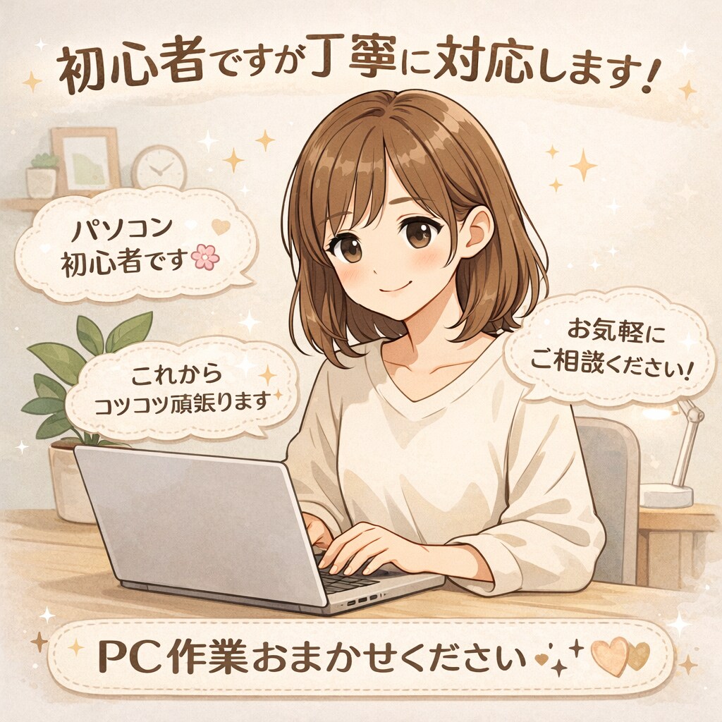 初心者ですが【丁寧・迅速】事務データ入力承ります 初心者ですが責任感をもって対応いたします。 イメージ1