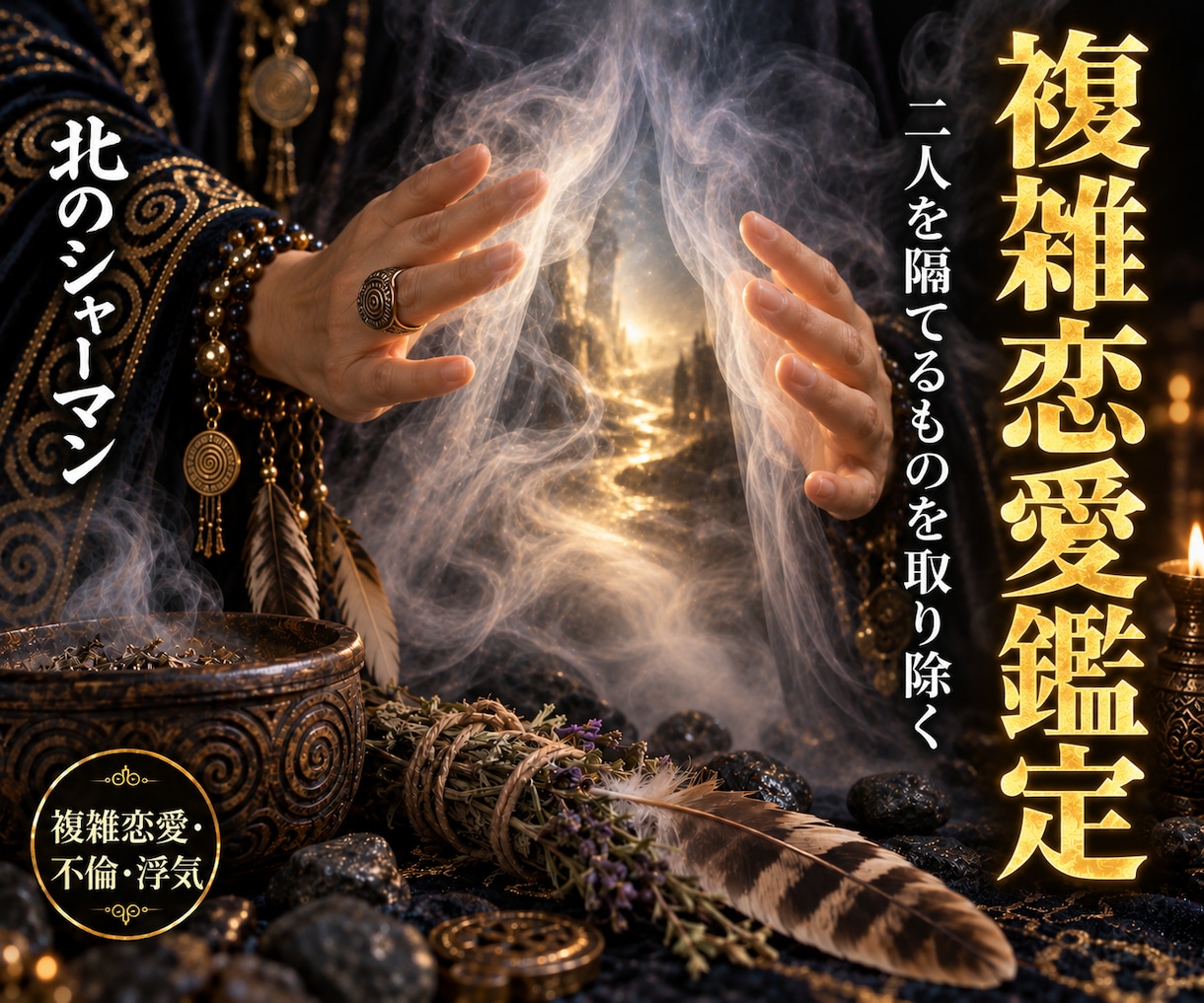 複雑愛鑑定二人の関係を阻む障害を浄化し進展させます 複雑恋愛・不倫・浮気・セフレ・曖昧関係でお悩みの貴方に イメージ1