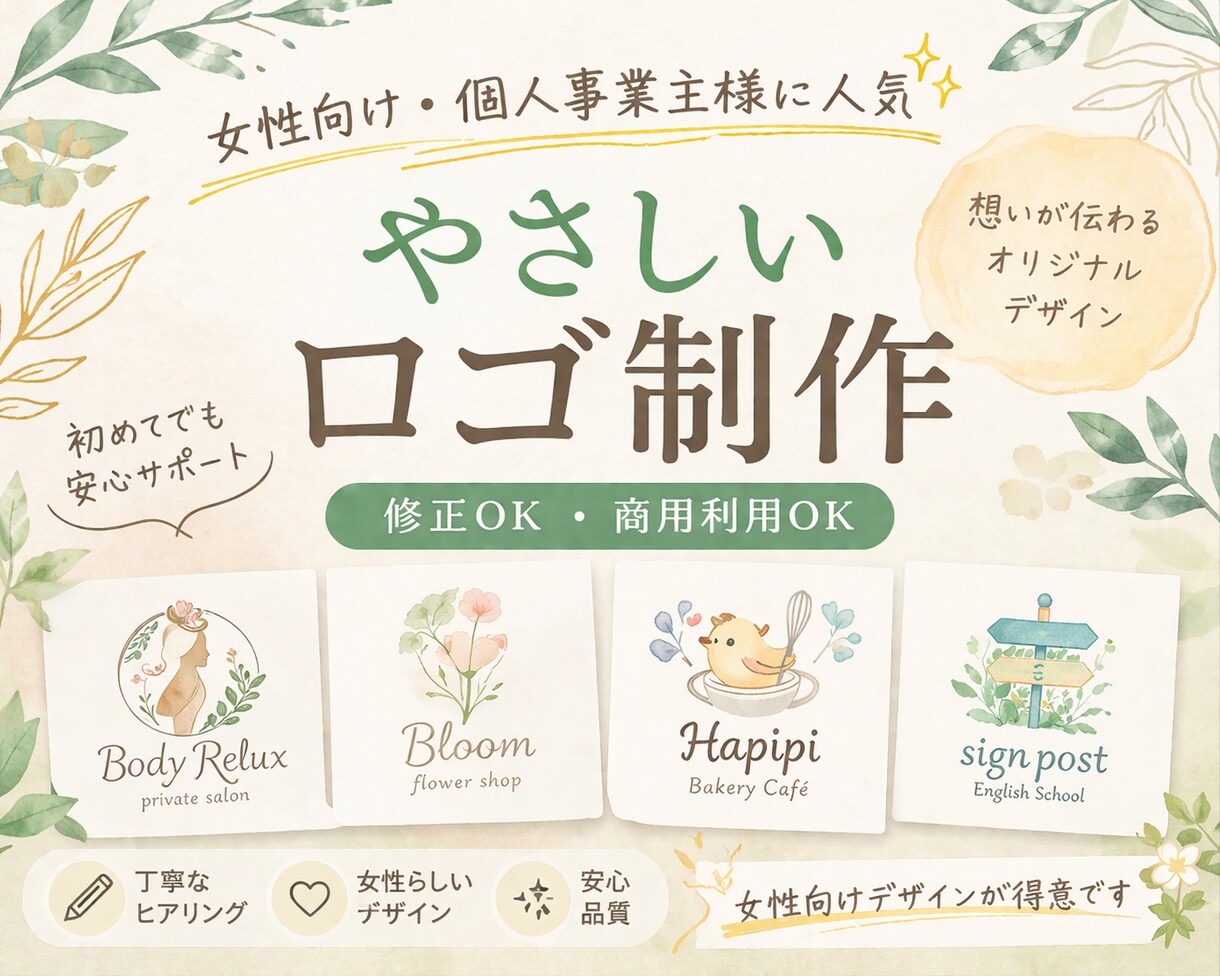 やさしく親しみやすいロゴ制作します 女性向け・個人事業主向けのやさしいロゴ イメージ3