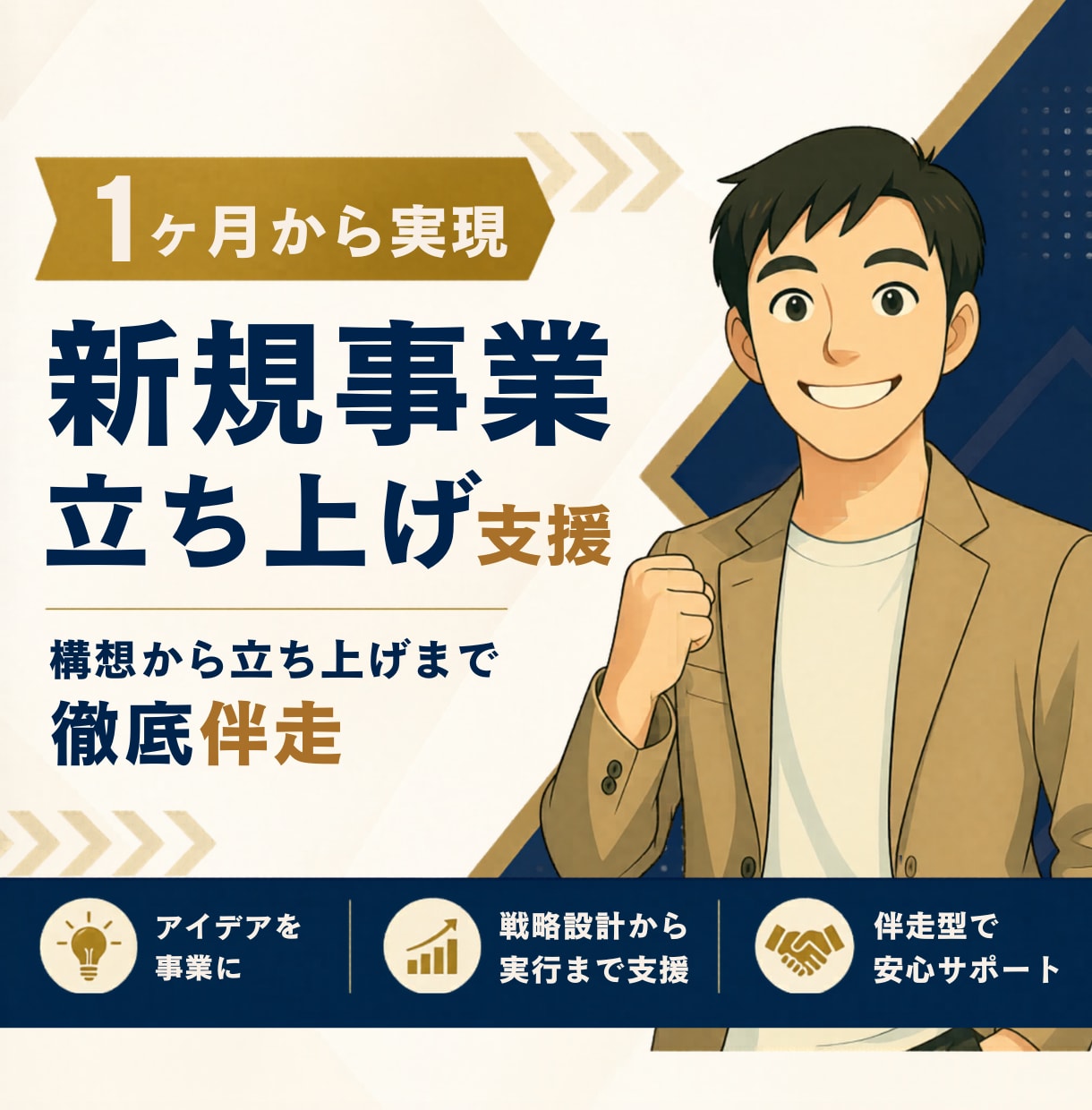 1ヶ月から実現｜新規事業立ち上げ支援します 構想から立ち上げまで、右腕として徹底伴走します イメージ1